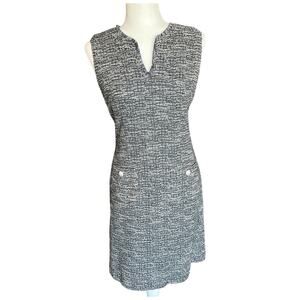 Karl Lagerfeld Paris Navy Tweed Pearl Button Sheath Dress Size 4 Clueless Preppy